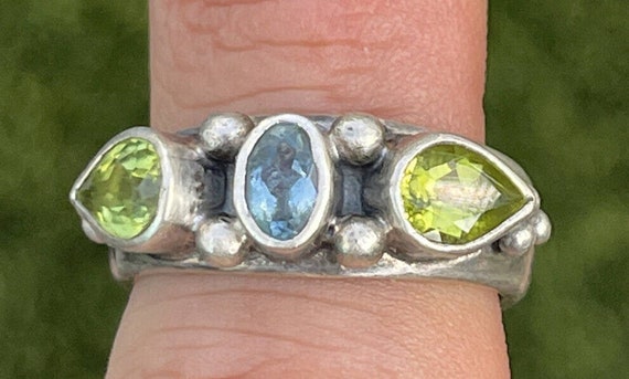 Vintage Sterling Silver Ring 925 Size 8.25 Topaz … - image 1