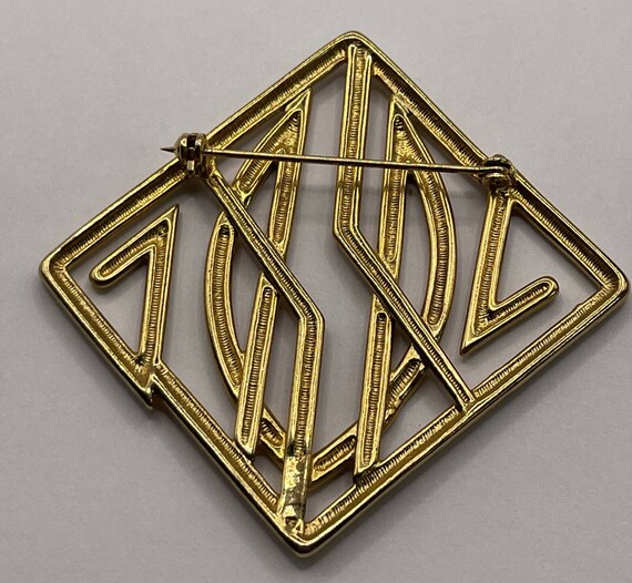 Vintage Brooch Pin Gold Tone Initials Letters Est… - image 4