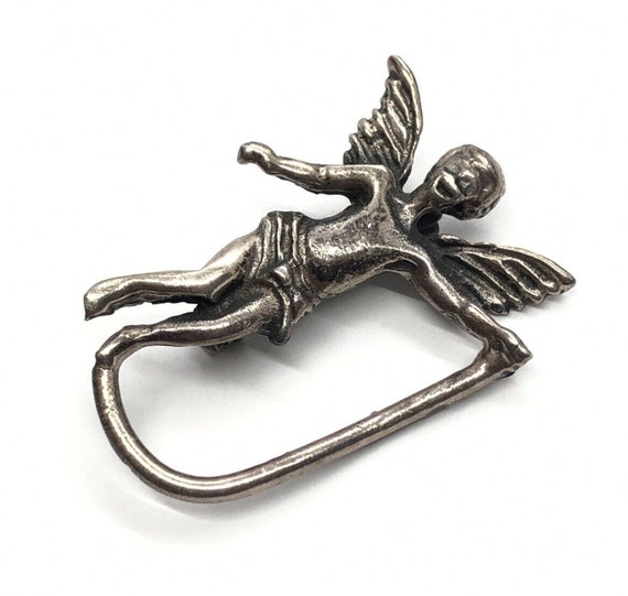 Vintage Sterling Silver Brooch Pin 925 Angel Baby… - image 1