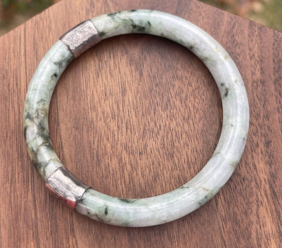 175ct Jade Bangle Vtg Jadeite Carved Bracelet Est… - image 8