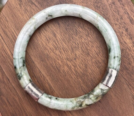 175ct Jade Bangle Vtg Jadeite Carved Bracelet Est… - image 3
