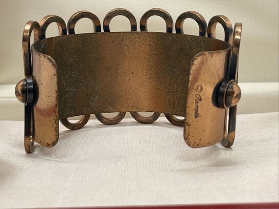 Vintage Copper Bracelet Signed Renoir 7” Modernis… - image 7