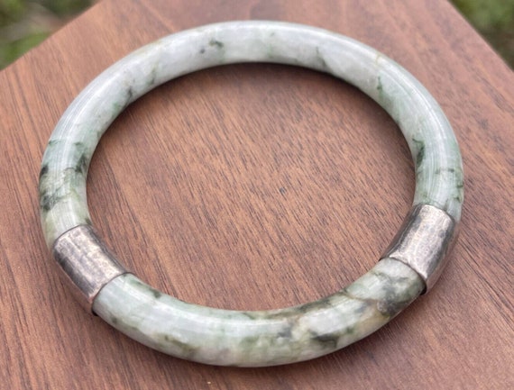 175ct Jade Bangle Vtg Jadeite Carved Bracelet Est… - image 7