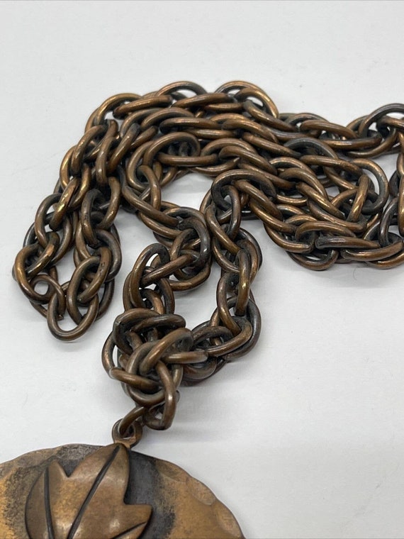 Vintage Rebajes Necklace Pendant Signed Copper Mo… - image 6