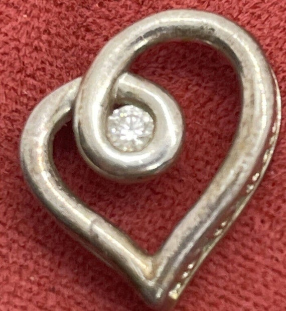 Vintage Diamond Sterling Silver 925 Pendant Heart… - image 4