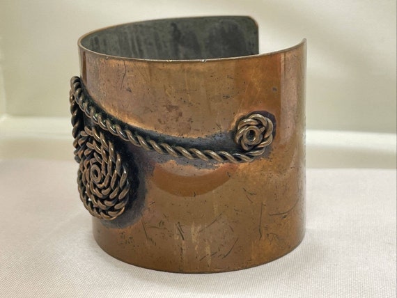 Vintage Copper Modernist Bracelet Signed Rebajes … - image 7