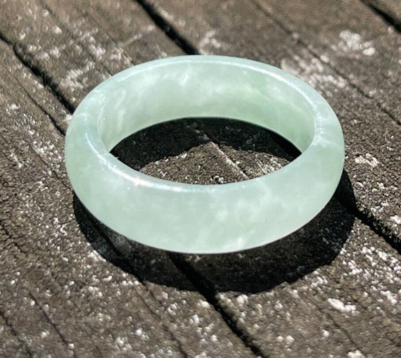 13ct Jade Ring Band Vintage Jadeite Carved Estate… - image 2