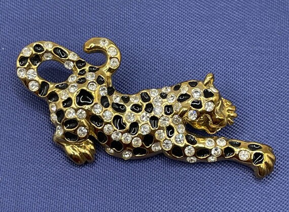 Vintage Brooch Pin Signed Roman Cat Jaguar Panthe… - image 2