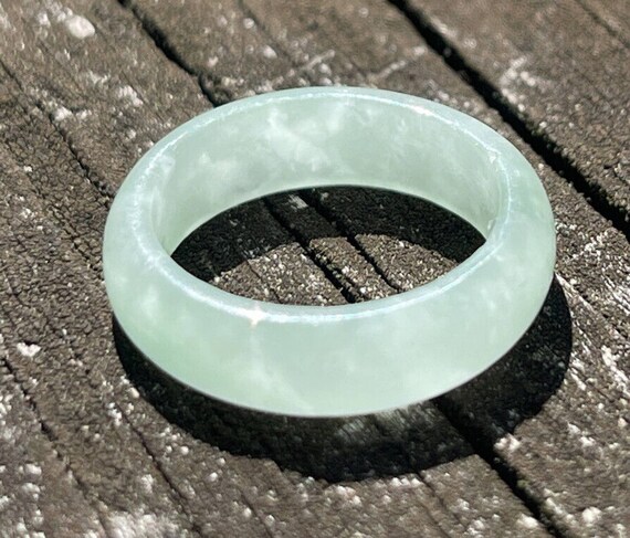 13ct Jade Ring Band Vintage Jadeite Carved Estate… - image 3