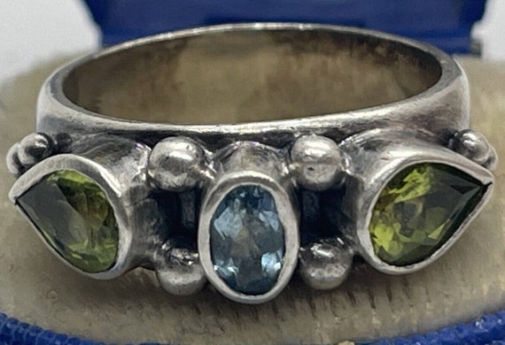 Vintage Sterling Silver Ring 925 Size 8.25 Topaz … - image 4