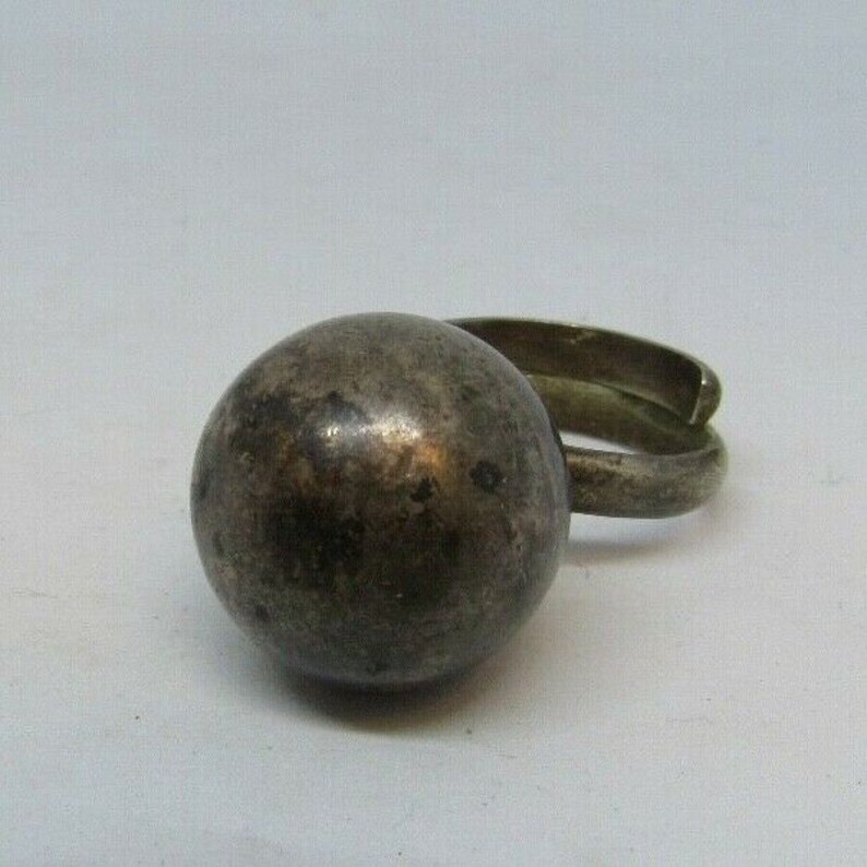 Vintage Mexico Sterling Silver 925 Large Ball Jingle Bell Ring Sz 8 Adjustable ringing taxco ball modernist marked signed