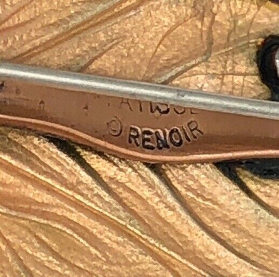 Vintage Brooch Pin Signed Matisse Renoir Leaf Cop… - image 6