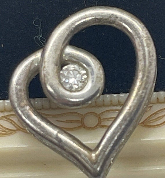 Vintage Diamond Sterling Silver 925 Pendant Heart… - image 5