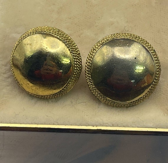 Vintage Estate Earrings Gold Tone Clip On Signed … - image 3