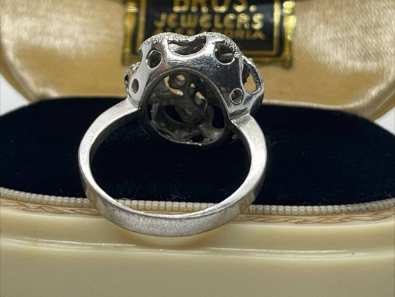 Vintage Sterling Silver Ring 925 Size 8 Flower Rh… - image 5