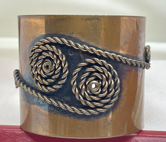 Vintage Copper Modernist Bracelet Signed Rebajes … - image 4