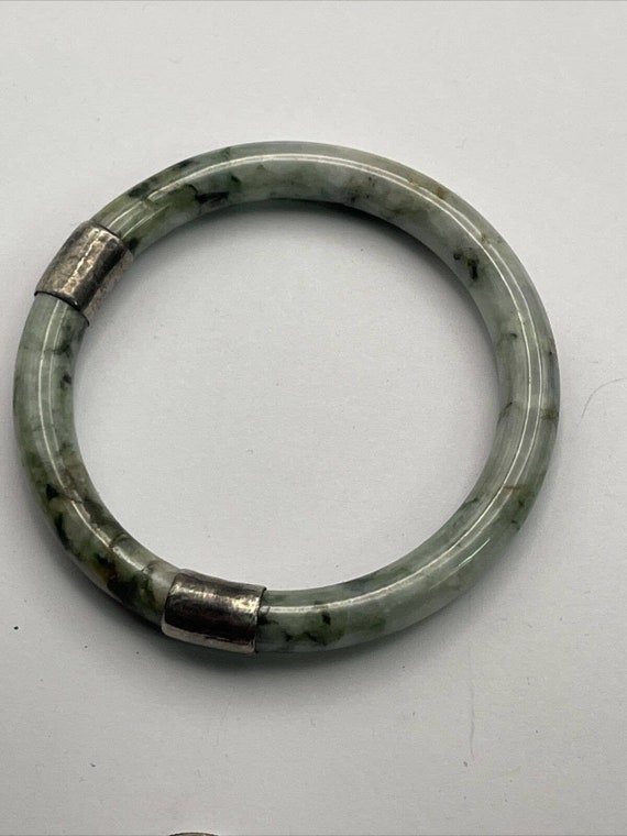 175ct Jade Bangle Vtg Jadeite Carved Bracelet Est… - image 10