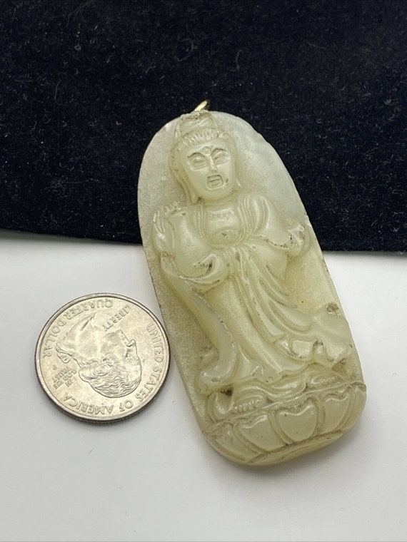 200ct Jade Vintage Jadeite Carved Pendant Necklac… - image 8