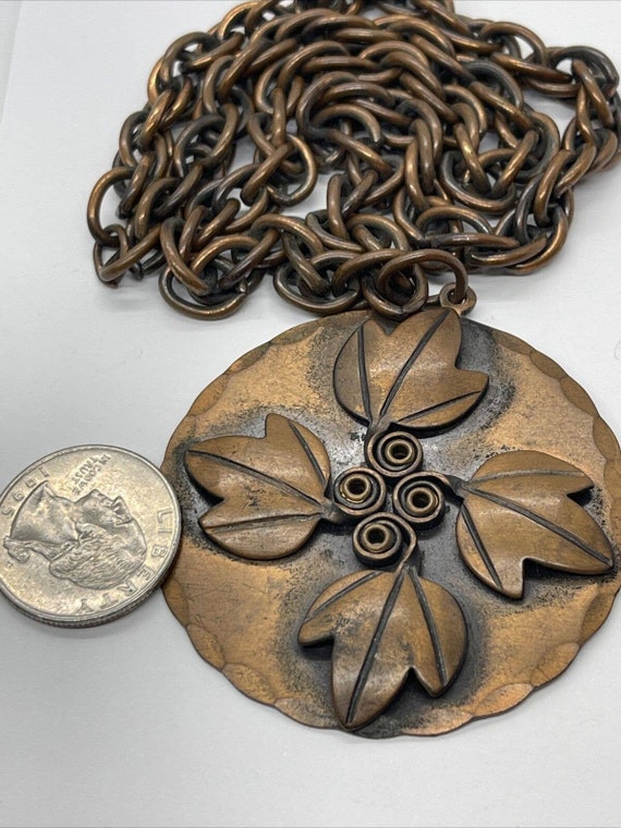 Vintage Rebajes Necklace Pendant Signed Copper Mo… - image 4