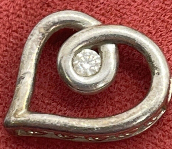 Vintage Diamond Sterling Silver 925 Pendant Heart… - image 3