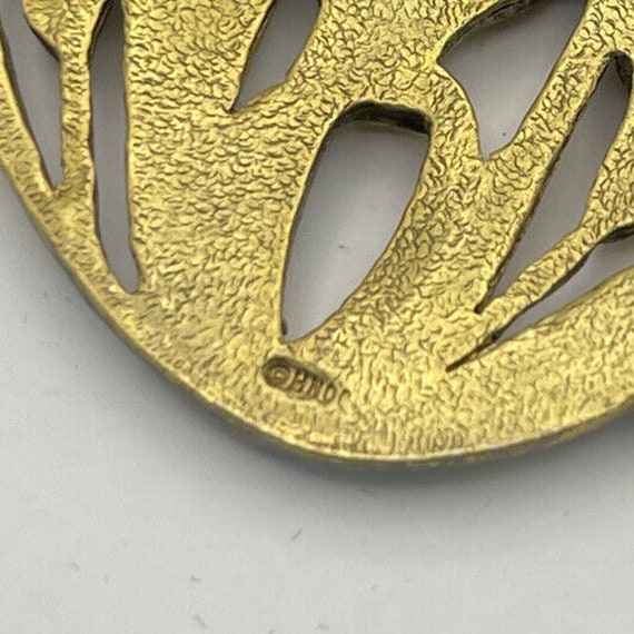 Vintage Brooch Pin brass signed HNC Art nouveau s… - image 4