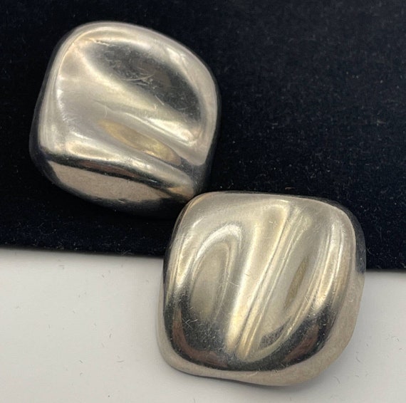 Vintage Sterling Silver Earrings 925 Modernist Cli