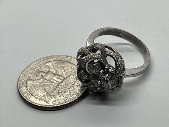 Vintage Sterling Silver Ring 925 Size 8 Flower Rh… - image 7
