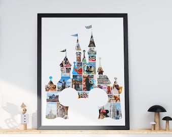 Disney castle photo collage, christmas gifts for disney lovers, disneyworld gifts for family, birthday gift for sister-in-law