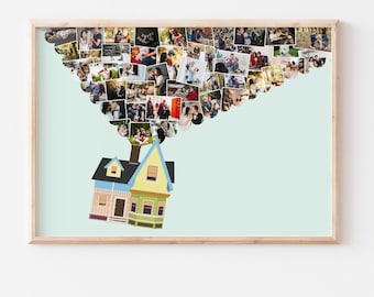 Anniversary gifts for girlfriend disney, you are my greatest adventure, carl and ellie up house decoration, disney up photo collage