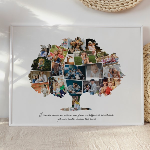 Personalisiertes Geburtstagsgeschenk für Großeltern, personalisierter Stammbaum mit Fotos für Mama, Jubiläumsgeschenk für Schwiegereltern