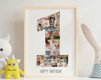 First 12 month photo collage, 1st birthday photo collage, 1st birthday party decoration, first birthday decorations, first birthday gift boy