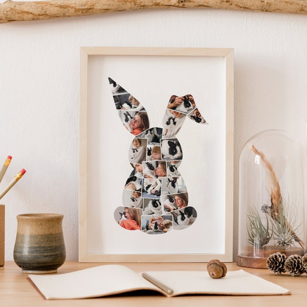 Kaninchen-Fotocollage, Geschenk für Kaninchenliebhaber, Geburtstagsgeschenk für Kaninchenbesitzer, Erinnerungsgeschenk an den Kaninchenverlust