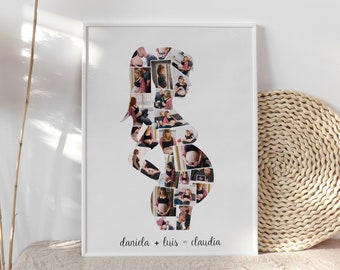 Personalized gift for pregnant mom, pregnancy gift for parents to be, pregnancy photo collage, mothers day gift for pregnant daughter