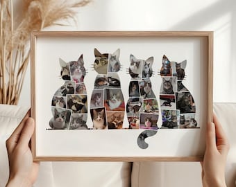 Cat photo collage, anniversary gift for couples with cats, cat grandma birthday gift, christmas gifts for cat mom, cat lover gift for wife