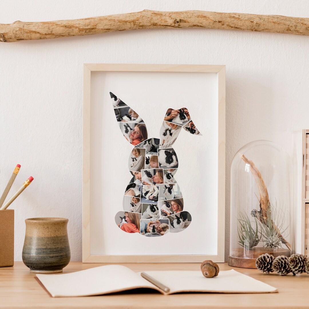 Rabbit Photo Collage, Birthday Gift for Rabbit Daughter, Gifts for Rabbit Owners, Bunny Lovers