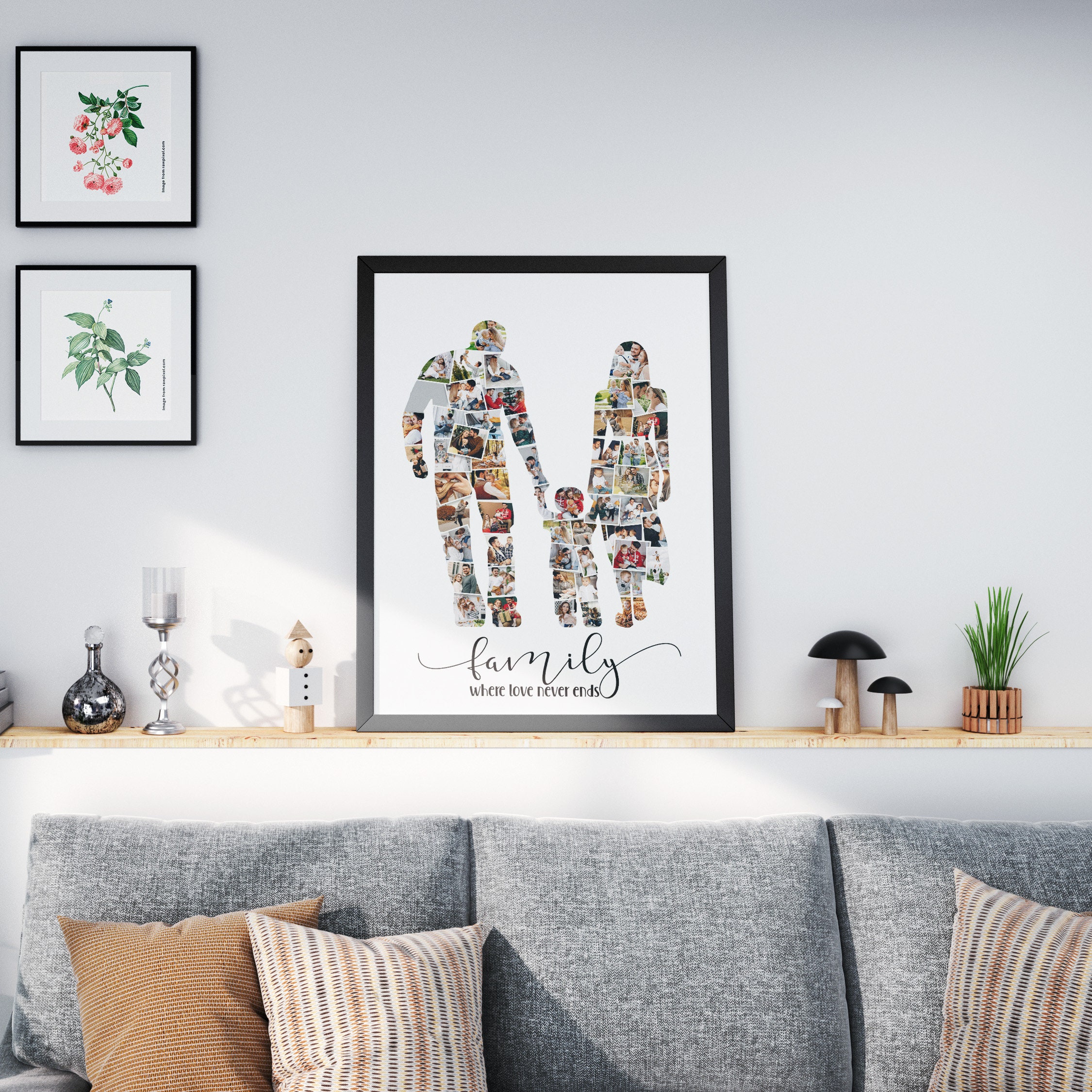 Family Photo Collage, Personalized Gifts for Family of 3, Gifts for ...