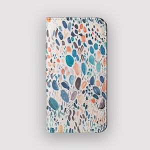 Petal Flurry Dots Wallet Case | Painted Protective Folio Case | Fits iPhone 16, 15, 14, 13, Samsung Galaxy S25, S24, S23, S22