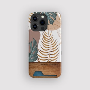 Porte-cartes Rainforest Leaf | porte-cartes floral | Compatible avec iPhone 16, 15 Pro Max, 14, 13 Mini, Samsung Galaxy S22, S21 Plus