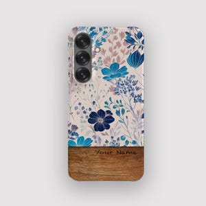 Ocean Blooms Phone Case: For Samsung Galaxy S25 FE, S24, S23, S22. Floral Blue
