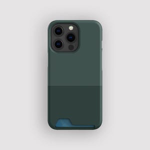 Capa porta-cartões Night Darkness Plain | Capa verde para cartões | Compatível com iPhone 16, 15 Pro Max, 14, 13 Mini, Samsung Galaxy S22, S21 Plus