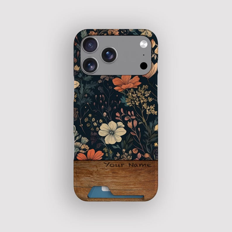 Floral Display Card Case | Vintage iPhone 18 Pro, 17, 16 Plus, 15, 14, 13 image 1