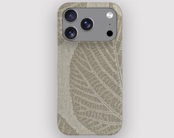 Leaf Fossil Phone Case | Minimalist iPhone 18 Pro, 17, 16 Plus, 15, 14, 13