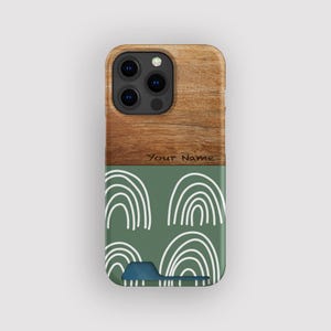 Capa para cartão com padrão arco-íris Green Hope | Capa para cartão com desenho | Compatível com iPhone 16, 15 Pro Max, 14, 13 Mini, Samsung Galaxy S22, S21 Plus