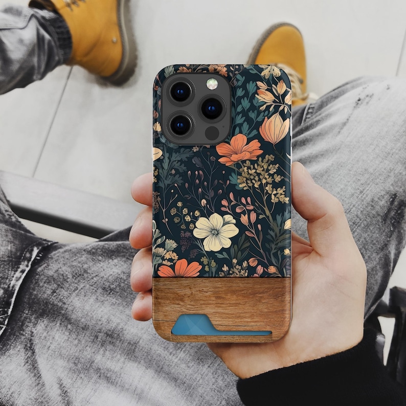 Floral Display Card Case | Vintage iPhone 18 Pro, 17, 16 Plus, 15, 14, 13 image 3