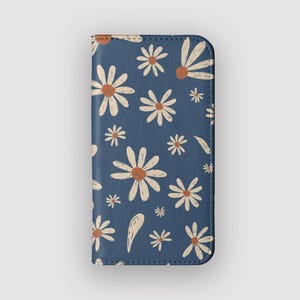 Funda tipo cartera con diseño floral Daisy Days / Funda protectora tipo libro Daisy / Compatible con iPhone 16, 15, 14 y 13, y Samsung Galaxy S25, S24, S23 y S22