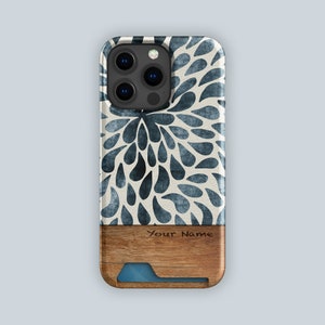 BLUE SPLASH Card Holder Case | For Galaxy S22, Galaxy S21, iPhone 15, iPhone 14, iPhone 13 | Aesthetic Card Phone Case