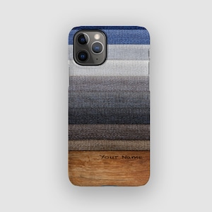 Knitted Folds Striped iPhone Case | Fabric Tough Case | Fits iPhone 16, 15 Plus, 14, 13 Pro Max, 12, 11, SE