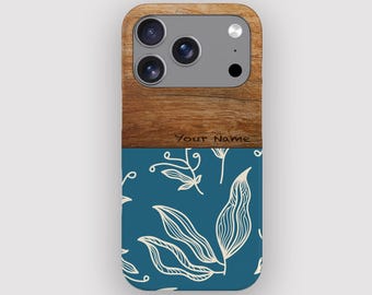 Breezy Blue Botanical Minimalist Phone Case | for iPhone 17 Pro Max, 16, 15, 14, 13, 12, 11. MagSafe Option