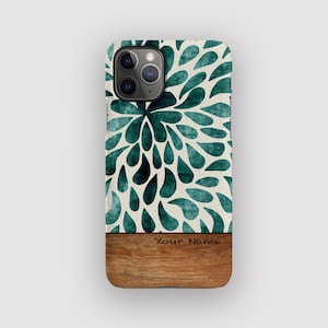 Teal Drops Petal iPhone Hülle | Ink Drop robuste Hülle | Passend für iPhone 16, 15 Plus, 14, 13 Pro Max, 12, 11, SE