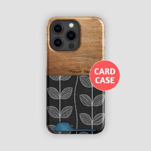 MODERN BLACK Card Holder Case | For Galaxy S22, Galaxy S21, iPhone 15, iPhone 14, iPhone 13 | Elegant Card Phone Case